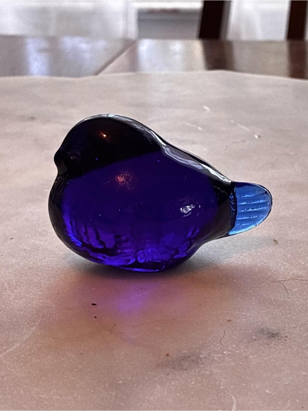 Vintae cobalt Blue Glass Bird Figurine - Decorative Accent